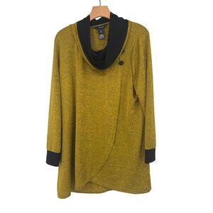 Ali Miles chartreuse  Black Cowl Neck  Tunic Top knit size Xl